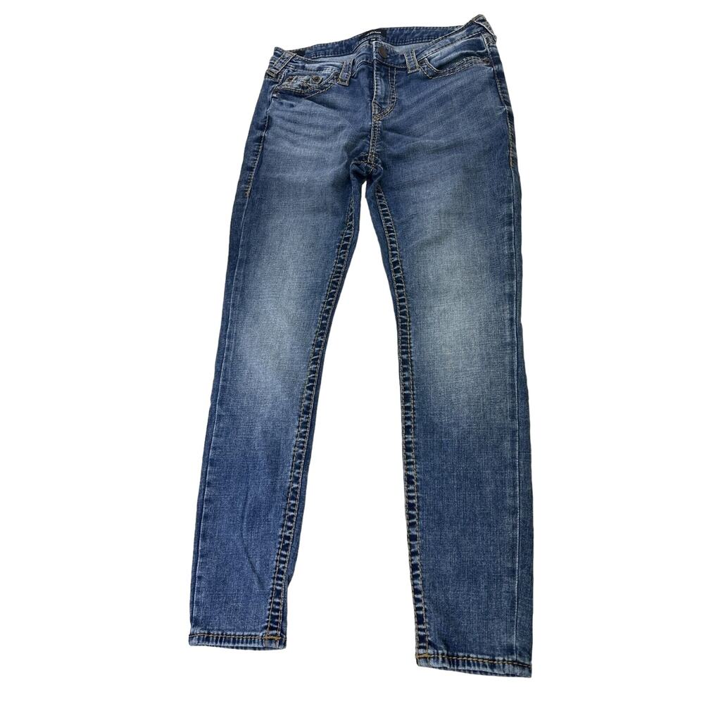 True Religion Womens Halle Mid Skinny Jeans Size 31W L27 Med Wash Distressed
